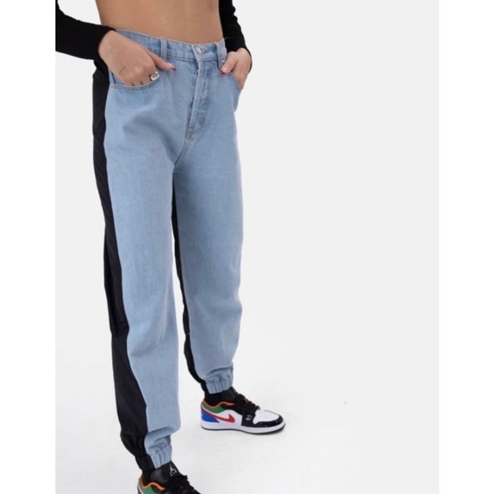 Adika Hybrid Denim and Nylon Pants, size M but running smaller